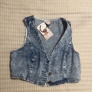 Sincerely Jules Washed Blue Denim Vest